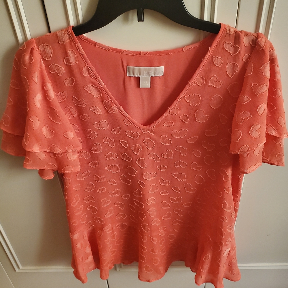 Michael Kors V-Neck Ruffled Top